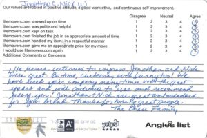 Litemovers continue to impress. Jonathan and Nick were great. On time, courteous, even funny too! We have used your company many times over the past years and will continue to use and recommend using you! Jonathan & Nick are great ambassadors for your brand. Thank you for the great team!